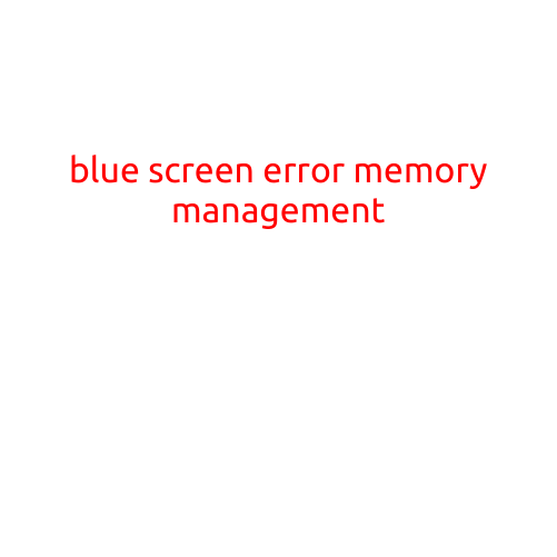 Blue Screen Error: Memory Management