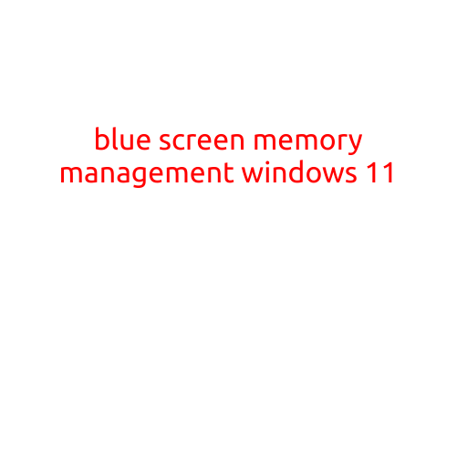 Blue Screen of Death (BSOD): Memory Management Errors on Windows 11